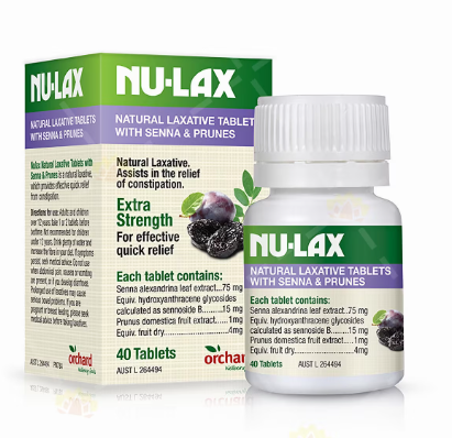 Nulax Natural Laxative Tablets with Senna and Prunes 40 Tablets 乐康片乐康膏片剂加强版西梅味40粒【保质期2027/08】